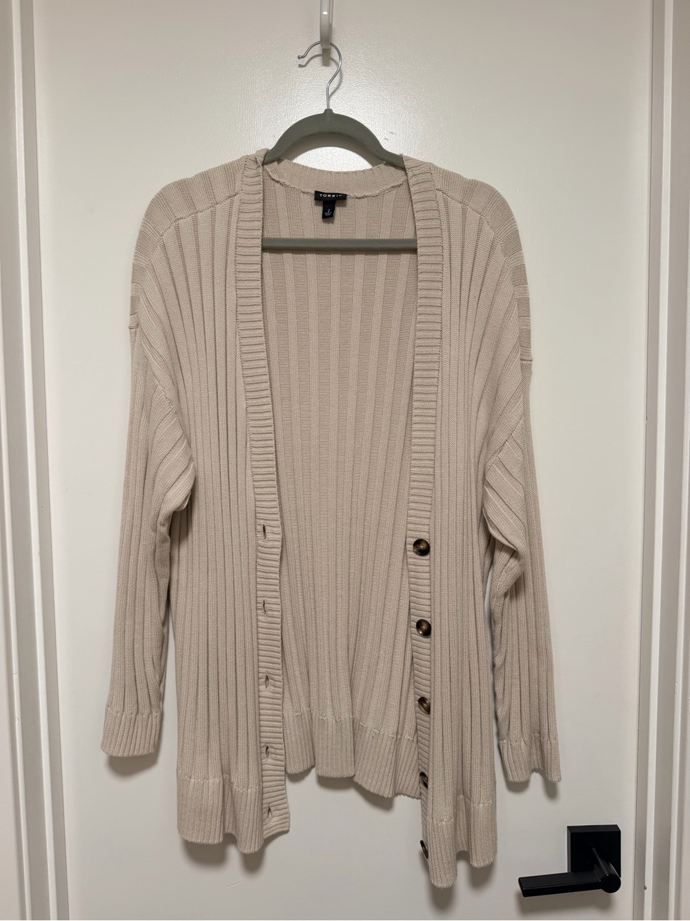 torrid Cream Ribbed Button-Front Cardigan